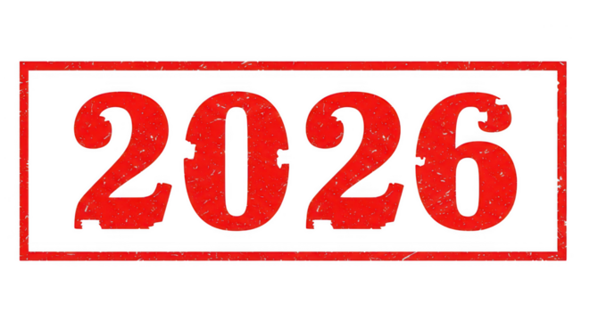 The year two thousand and twenty six on transparent background - Powered by Adobe