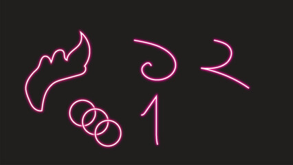 Abstract neon magenta glowing lines and shapes creating modern graphic design elements on a dark background for digital projects.