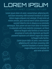 Minimalist poster layout with headline text over a seamless pattern of stage lighting fixtures. Clean modern design suitable for event, lighting, or technology-themed presentations.