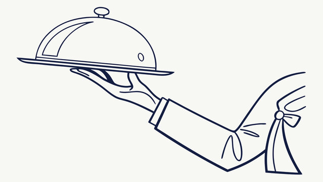 Elegant waiter serving gourmet cuisine under a silver dome cover offering luxury dining experiences and culinary excellence - Powered by Adobe