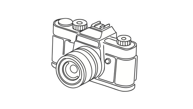 Sleek single line drawing of a vintage camera for photography blogs and creative design projects, minimal style