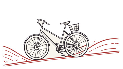 Fototapeta premium Charming bicycle with basket illustration evokes delightful journey in vintage style for creative designs