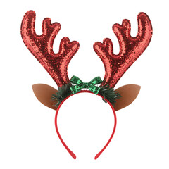 Sparkling red reindeer antlers and ears headband for festive christmas holiday celebrations