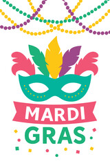 Mardi Gras Mask and Beads Carnival Celebration ©  printhousedhaka71