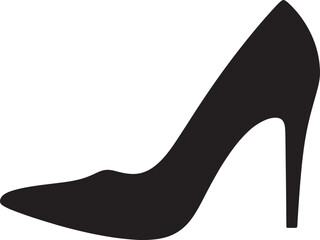 Elegant black high heel shoe silhouette for fashion design projects