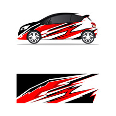 Obraz premium Car livery racing red decal sticker vector graphics