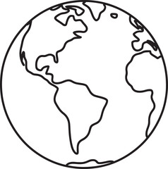 Line Art Illustration of the Earth Globe Featuring the Americas