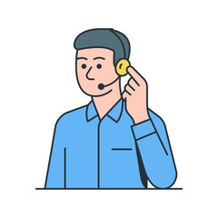 customer service headset. call center operator with headset Illustration