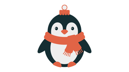 Festive Penguin Charm: A charming and stylish penguin figurine adorns a holiday decoration, exuding warmth and holiday cheer. A delightful illustration that brings seasonal joy.