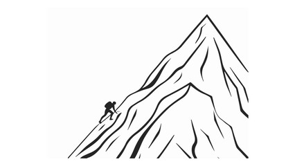 vector illustration of a person hiking on the mountain with a bag