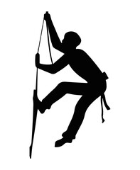 silhouette of a person hiking with the ropes vector illustration