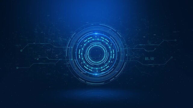 Glowing HUD rounds design. Futuristic circle graphic. Dashboard display. Sci-fi Hi-tech elements. GUI and UI. Modern technology. Abstract circuit board sphere. Hi-tech digital technology concept 4K 3D - Powered by Adobe