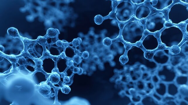 Abstract molecular structure blue background