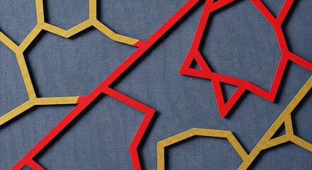 Geometric Composition with Angular Shapes on Textured Blue Surface