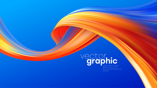 Vector Illustration Background Dynamic Colorful Ribbon Flow On Blue Canvas Capturing Movement And Energy Design