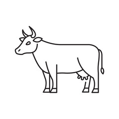 Cow Silhouette Drawing Illustration Farm Animal Icon Vector Sketch Style Cattle Graphic Minimalist Line Art Design