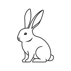 Line Art Rabbit Illustration Simple Animal Drawing Isolated Bunny Vector Farm Pet Easter Clipart Monochrome Sketch Hare