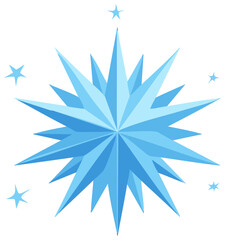 Obraz premium Sky Blue Stars Shining Christmas Holiday Decoration Celebration Symbol, Party Design, Festive Ornament, Flat Design Style