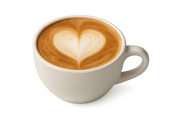 Latte art heart foam in white mug