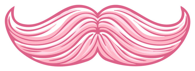 Stylized pink cartoon mustache for fun party props and costume design