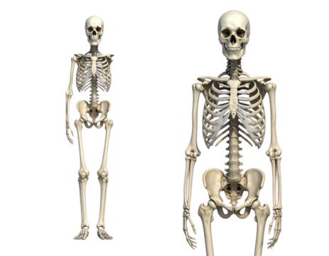 Realistic Skeleton Anatomy Collection, isolated on transparent background 