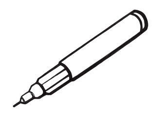 Fototapeta premium Liner icon outline. Capillary pen. Hand made contour black drawing pen on a white background. For writing, drawing, sketching. Stationery element. For study, work, office.