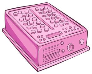 Vivid Pink Medical Pill Dispenser Illustration with Doses and Control Buttons