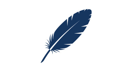 Obraz premium A simple and elegant dark blue feather vector illustration, symbolizing writing, creativity, lightness, or freedom, isolated on a white background.