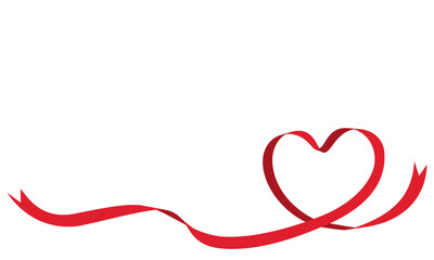 赤いリボンのハートイラストフレーム1