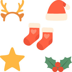 Illustration of a set christmas icons