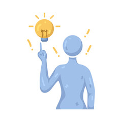 Illustration of Person with Idea Lightbulb