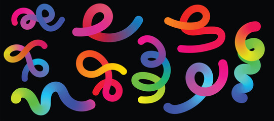 Obraz premium 3D Gradient Abstract swirl wavy Elements Set 