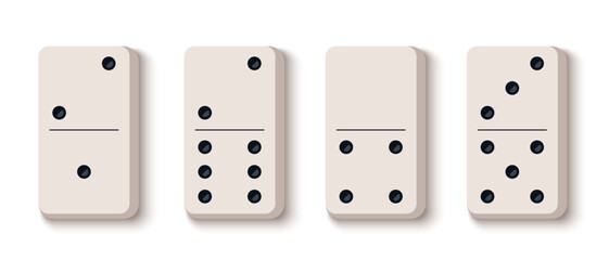 Vector illustration of domino tiles icon in flat design style. Classic rectangular domino pieces for board games, tabletop, and gaming design projects.