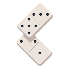 Vector illustration of domino tiles icon in flat design style. Classic rectangular domino pieces for board games, tabletop, and gaming design projects.
