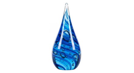Blue glass teardrop sculpture translucent swirl