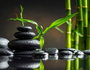 Zen stones and bamboo