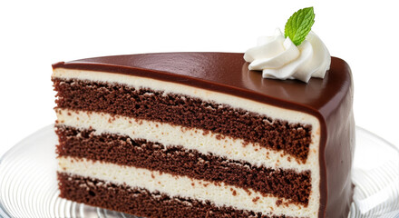 Decadent chocolate cake slice indulgence