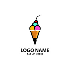 ice pencil logo design vector