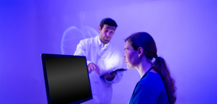 audiance caucasian woman doctor, Medical Training Presentation. Hospital Medical Research. nurse and healthcare professional meeting sitting boardroom, Planning and brainstorming health