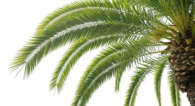 Palm fronds stretching into blackness