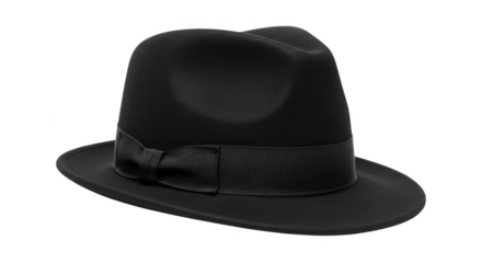Sleek black fedora hat isolated