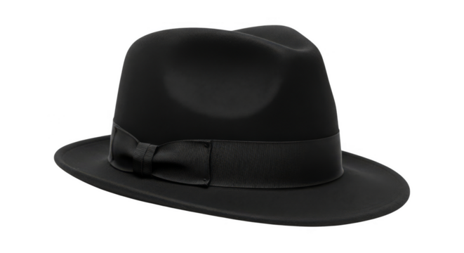 Sleek black fedora hat isolated