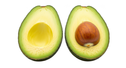 Sliced Avocado halves one with pit