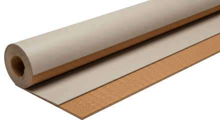 Unrolled roll of cork and vinyl