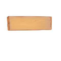 Rectangular Wooden Sign with Natural Grain Texture and Rough Edges on Transparent Background