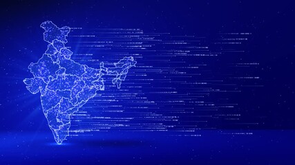 Digital India technology, India Map on technology abstract digital map of India global network tech background. financial economic, data transfer and cyber technology, business exchange, information - Powered by Adobe