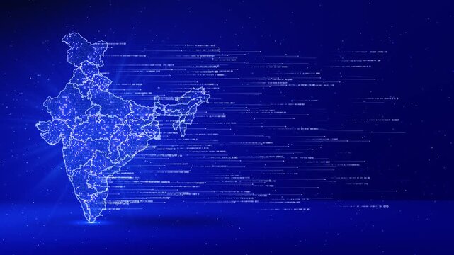 Digital India technology, India Map on technology abstract digital map of India global network tech background. financial economic, data transfer and cyber technology, business exchange, information - Powered by Adobe