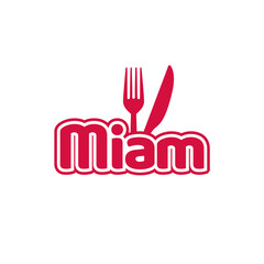 miam (yum) typo with cutlery- restaurant, culinary blog, recipes