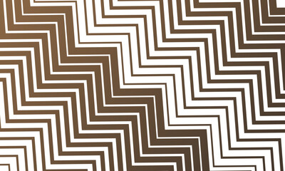 Abstract brown colour diagonal thik to thin zig zag gradient line pattern.
