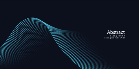 dynamic and abstract digital design with flowing blue waveforms against a dark background, Suit for banner, web, brochure, pamflet and presentation